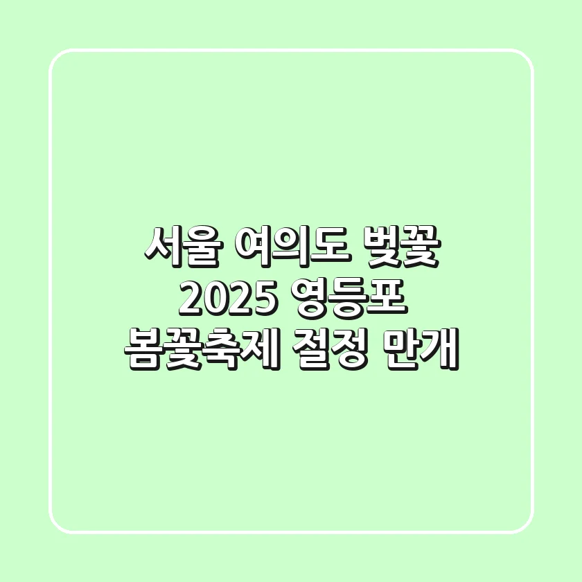 서울 여의도 벚꽃, 2025 영등포 봄꽃축제 절정 만개!