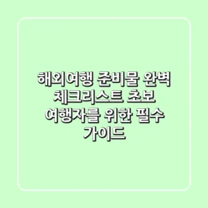 해외여행 준비물 완벽 체크리스트: 초보 여행자를 위한 필수 가이드