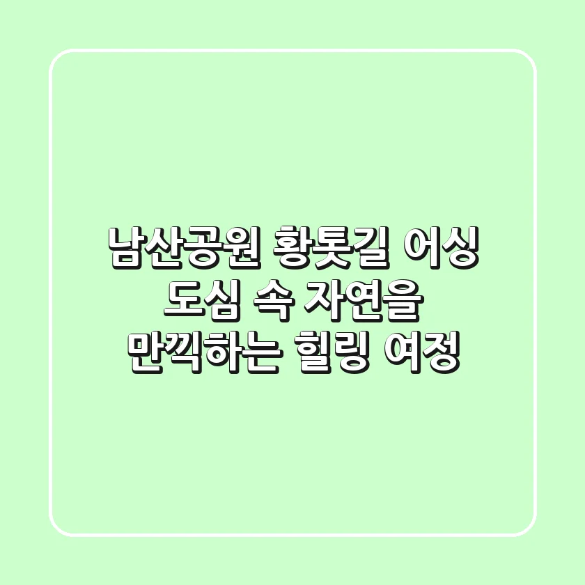 남산공원 황톳길 어싱: 도심 속 자연을 만끽하는 힐링 여정
