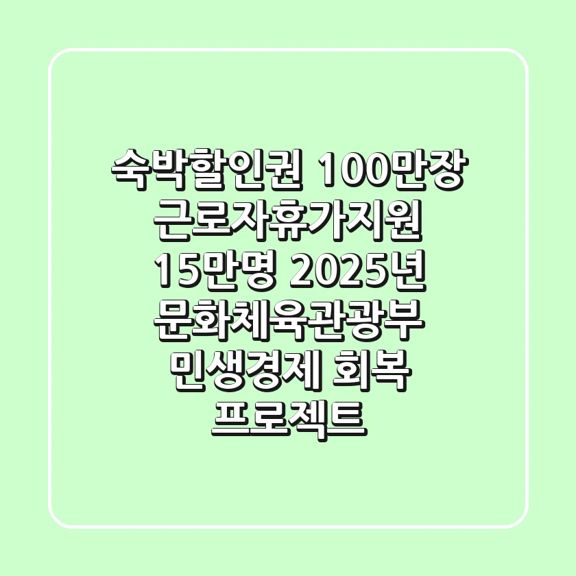 숙박할인권 100만장, 근로자휴가지원 15만명: 2025년 문화체육관광부 민생경제 회복 프로젝트