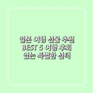 일본 여행 선물 추천 BEST 5 - 여행 후회 없는 특별한 선택!