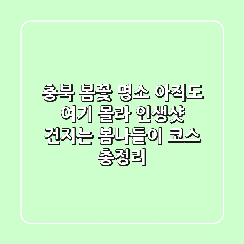 🌸 충북 봄꽃 명소, 아직도 여기 몰라? 인생샷 건지는 봄나들이 코스 총정리!