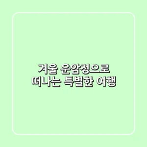 겨울 운암정으로 떠나는 특별한 여행