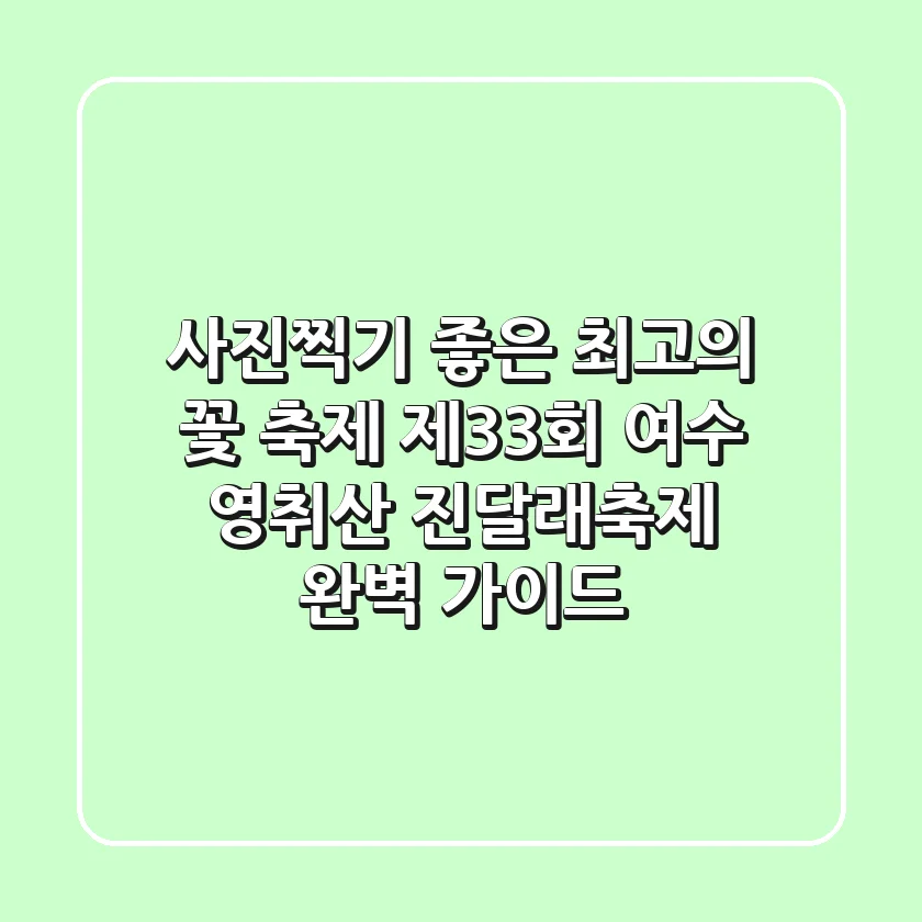 사진찍기 좋은 최고의 꽃 축제! 제33회 여수 영취산 진달래축제 완벽 가이드