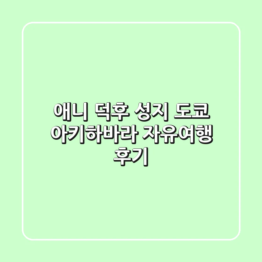 애니 덕후 성지! 도쿄 아키하바라 자유여행 후기 🇯🇵