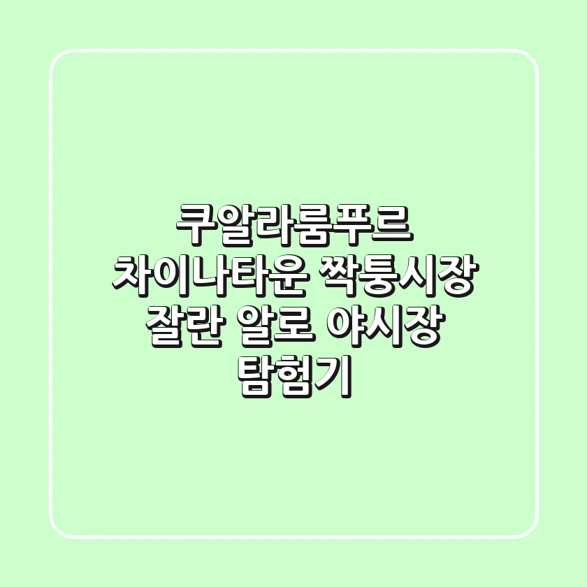 쿠알라룸푸르 차이나타운 짝퉁시장 & 잘란 알로 야시장 탐험기