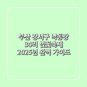 부산 강서구 낙동강 30리 벚꽃축제: 2025년 완벽 가이드!🌸