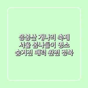 응봉산 개나리 축제: 서울 봄나들이 명소, 숨겨진 매력 완전 정복!