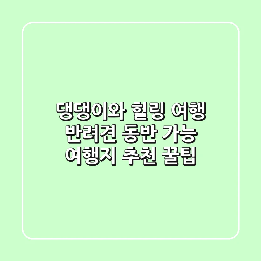 🐾 댕댕이와 힐링 여행! 반려견 동반 가능 여행지 추천 & 꿀팁 🐶