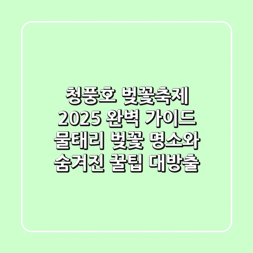 청풍호 벚꽃축제 2025 완벽 가이드: 물태리 벚꽃 명소와 숨겨진 꿀팁 대방출!
