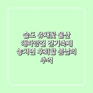 슬도 유채꽃 울산 해파랑길 걷기축제: 놓치면 후회할 봄날의 추억!