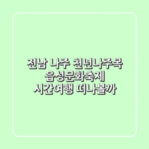 전남 나주 천년나주목 읍성문화축제: 시간여행 떠나볼까?