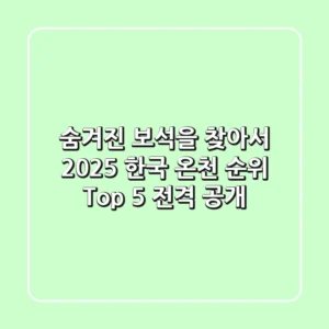 숨겨진 보석을 찾아서! 2025 한국 온천 순위 Top 5 전격 공개