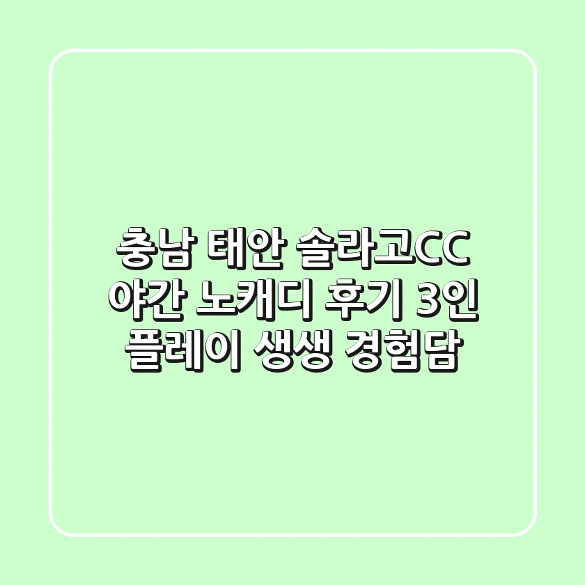 [충남 태안] 솔라고CC 야간 노캐디 후기: 3인 플레이 생생 경험담