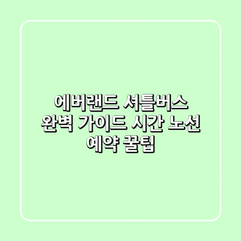 에버랜드 셔틀버스 완벽 가이드: 시간, 노선, 예약 꿀팁!