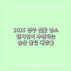 2025 경주 벚꽃 명소: 현지인이 추천하는 숨은 꿀팁 대방출!