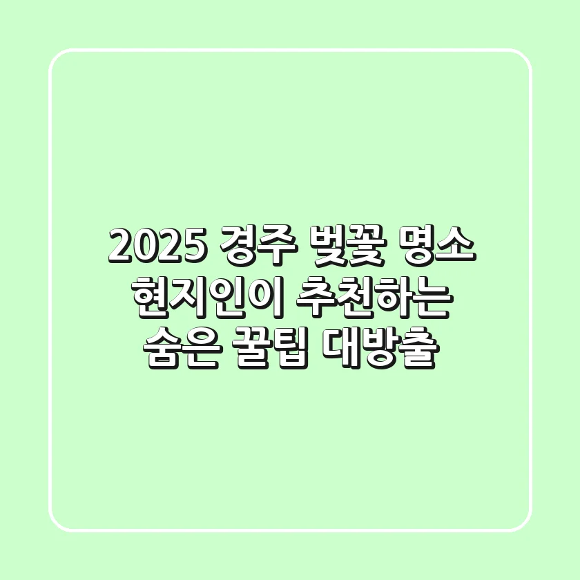 2025 경주 벚꽃 명소: 현지인이 추천하는 숨은 꿀팁 대방출!