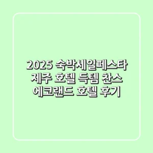 2025 숙박세일페스타: 제주 호텔 득템 찬스! 에코랜드 호텔 후기