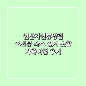 변산자연휴양림 오션뷰 숙소: 잊지 못할 가족여행 후기