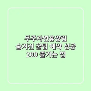 무주자연휴양림 숨겨진 꿀팁: 예약 성공 & 200% 즐기는 법