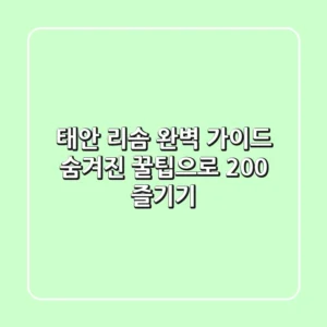 태안 리솜 완벽 가이드: 숨겨진 꿀팁으로 200% 즐기기