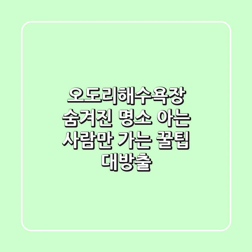 오도리해수욕장 숨겨진 명소, 아는 사람만 가는 꿀팁 대방출!