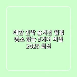 태안 민박: 숨겨진 힐링 명소 찾는 3가지 비밀 [2025 최신]