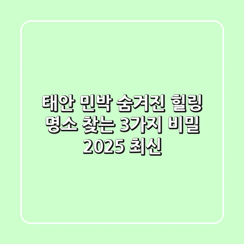 태안 민박: 숨겨진 힐링 명소 찾는 3가지 비밀 [2025 최신]