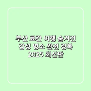 부산 료칸 여행, 숨겨진 감성 명소 완전 정복 (2025 최신판)