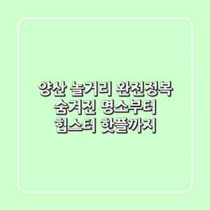 양산 놀거리 완전정복: 숨겨진 명소부터 힙스터 핫플까지!