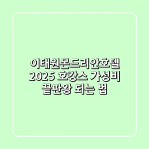 이태원몬드리안호텔 2025: 호캉스 가성비 끝판왕 되는 법