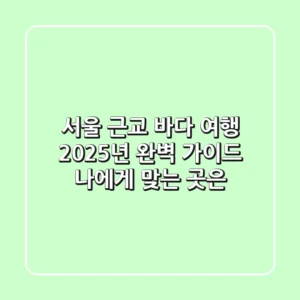 서울 근교 바다 여행, 2025년 완벽 가이드: 나에게 맞는 곳은?