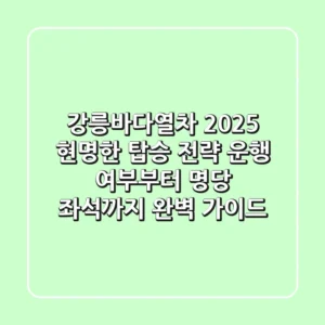 강릉바다열차 2025, 현명한 탑승 전략: 운행 여부부터 명당 좌석까지 완벽 가이드!