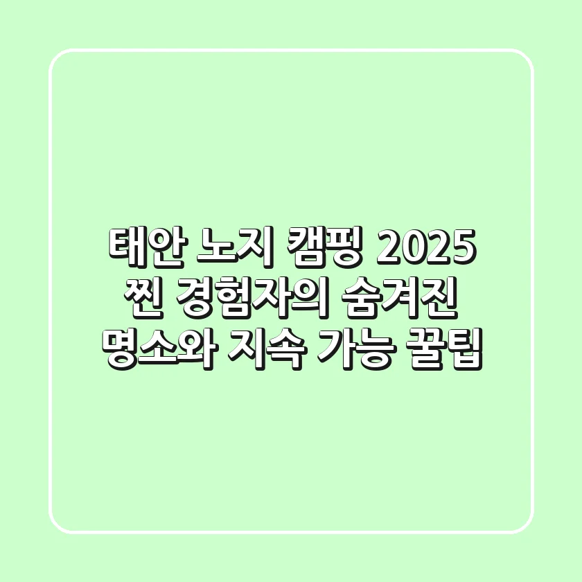 태안 노지 캠핑 2025, '찐' 경험자의 숨겨진 명소와 지속 가능 꿀팁