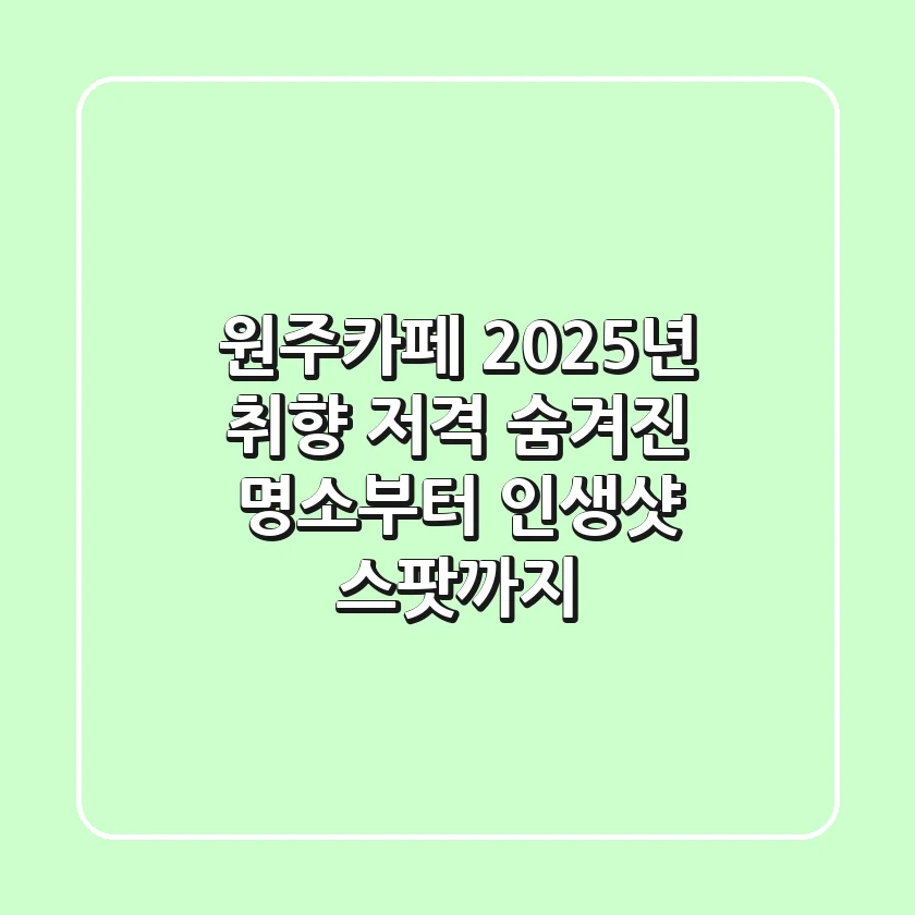 원주카페, 2025년 취향 저격! 숨겨진 명소부터 인생샷 스팟까지