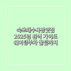 속초해수욕장맛집, 2025년 완벽 가이드! 웨이팅/주차 꿀팁까지