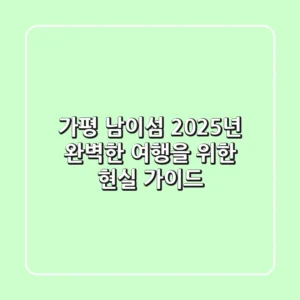 가평 남이섬 2025년, 완벽한 여행을 위한 현실 가이드!