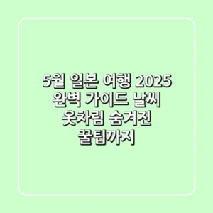 5월 일본 여행 2025, 완벽 가이드: 날씨, 옷차림, 숨겨진 꿀팁까지