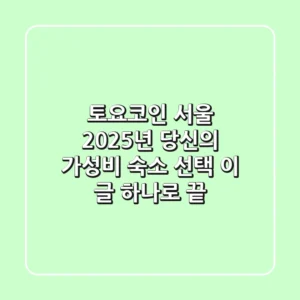 토요코인 서울, 2025년 당신의 가성비 숙소 선택, 이 글 하나로 끝!