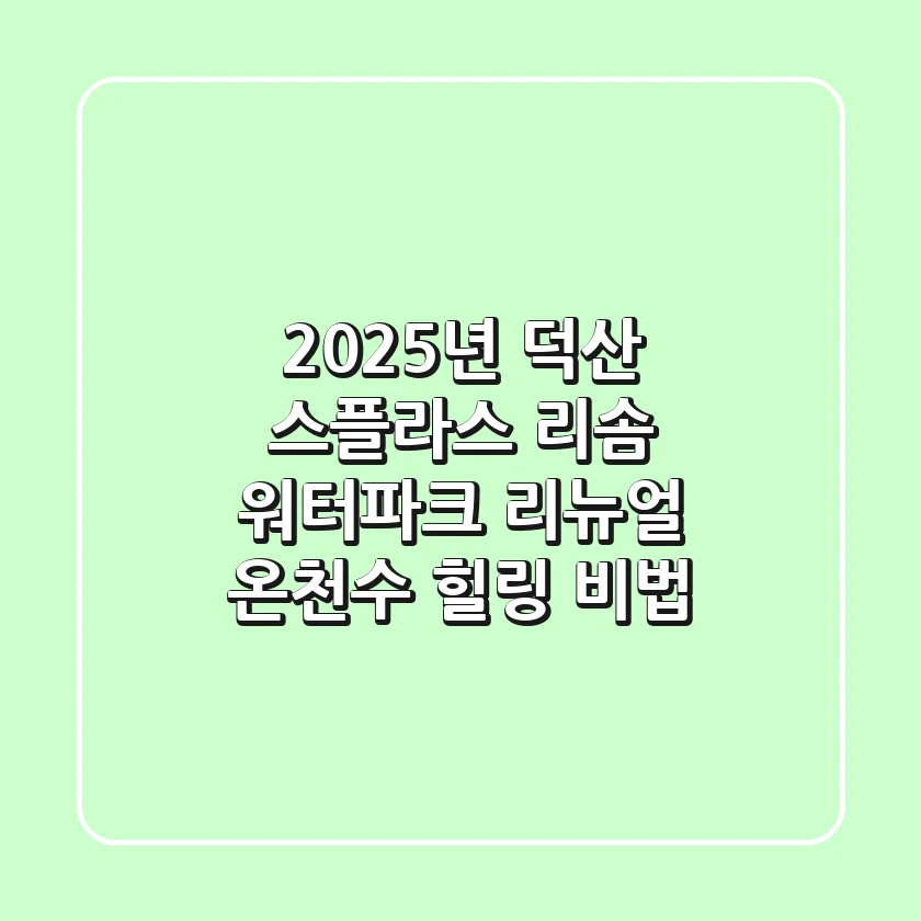 2025년 덕산 스플라스 리솜 워터파크 리뉴얼, 온천수 힐링 비법