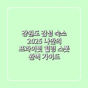 강원도 감성 숙소 2025: 나만의 프라이빗 힐링 스폿 완벽 가이드