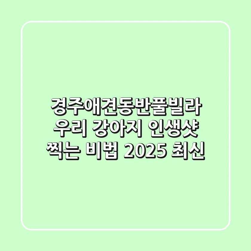 경주애견동반풀빌라, 우리 강아지 인생샷 찍는 비법! (2025 최신)