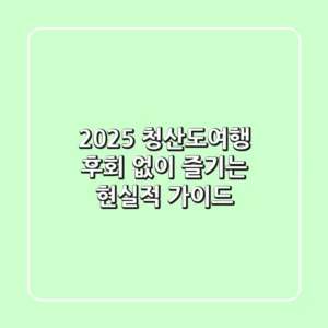 2025 청산도여행, 후회 없이 즐기는 현실적 가이드
