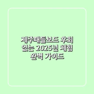 제주패들보드, 후회 없는 2025년 체험 완벽 가이드