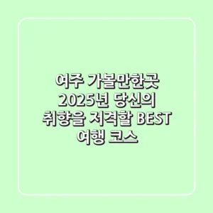 여주 가볼만한곳: 2025년 당신의 취향을 저격할 BEST 여행 코스