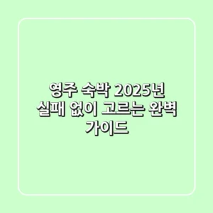 영주 숙박, 2025년 실패 없이 고르는 완벽 가이드!