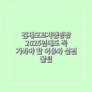 김제모꼬지캠핑장: 2025년에도 꼭 가봐야 할 이유와 실전 꿀팁