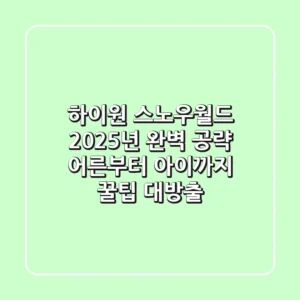 하이원 스노우월드 2025년 완벽 공략! 어른부터 아이까지 꿀팁 대방출