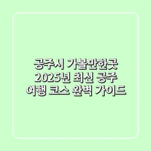 공주시 가볼만한곳, 2025년 최신 공주 여행 코스 완벽 가이드