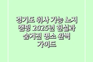 경기도 취사 가능 노지 캠핑, 2025년 현실과 숨겨진 명소 완벽 가이드